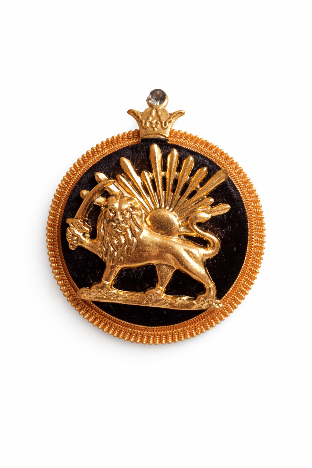 Lion and sun brooch